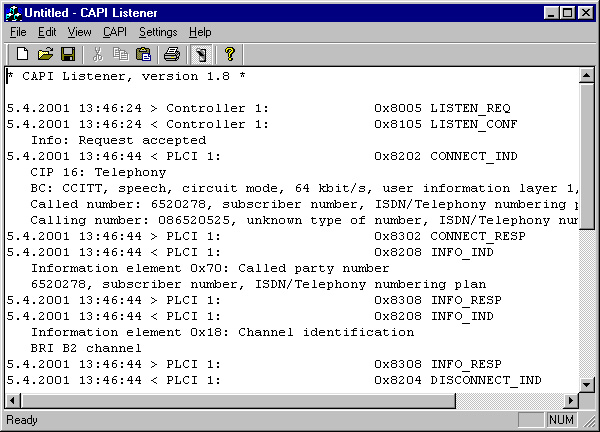 Sample view of CAPI Listener