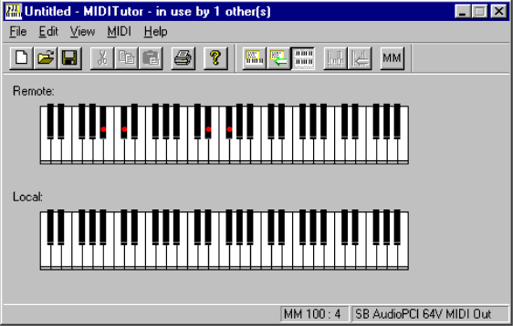 Keyboard view of MIDI Tutor