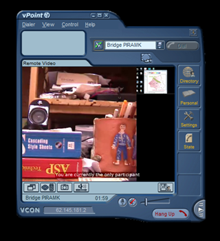 Iivantiiran ja Iniön kylien videoneuvottelu vPoint HD -näkymässä