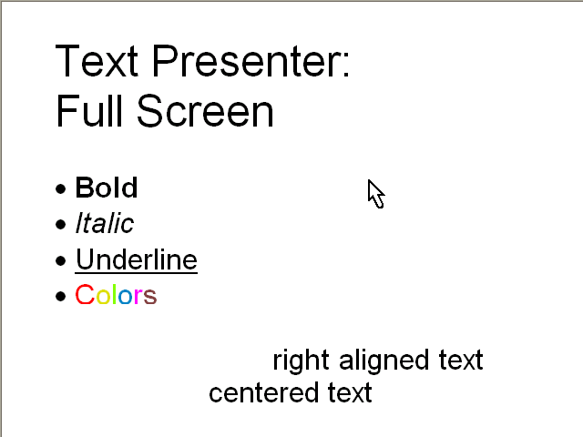 Text Presenter in full screen mode
