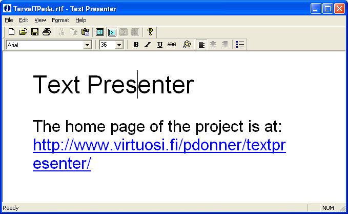 Text Presenter as a normal window