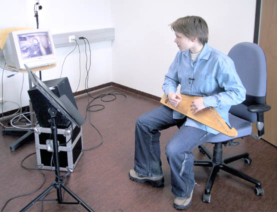Mirja Ruuskanen in a kantele VC session